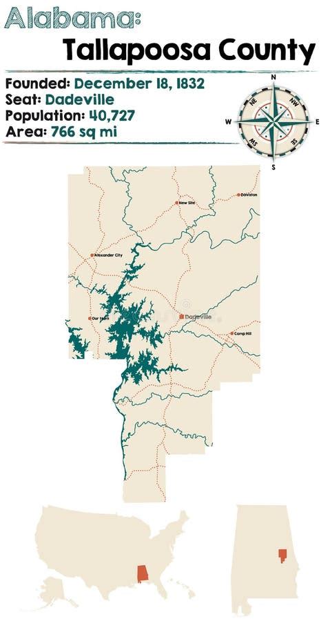 Alabama Tallapoosa County Map Stock Vector Illustration Of Geography