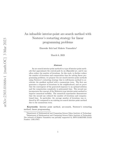 An Infeasible Interior Point Arc Search Method With Nesterov S