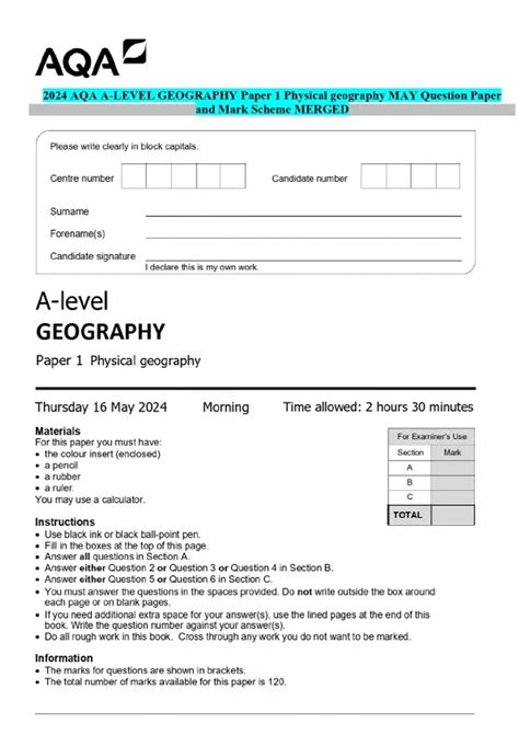 Geography Past Papers Aqa 4