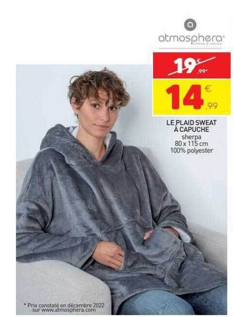 Promo Le Plaid Sweat Capuche Atmosphera Chez Stokomani