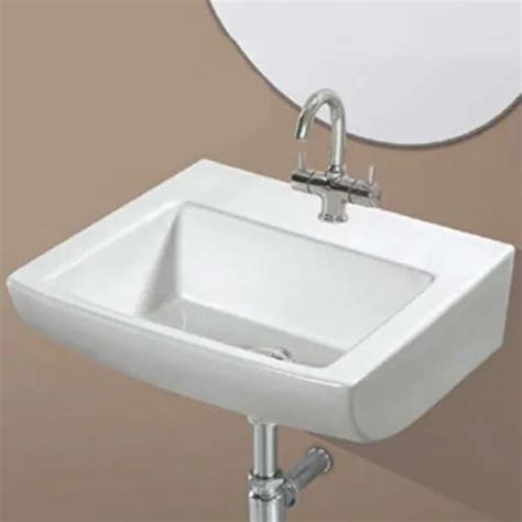 Kemjo Ceramic White Wall Hung Wall Mounted Wash Basin 16 1 X 14 8 X 6