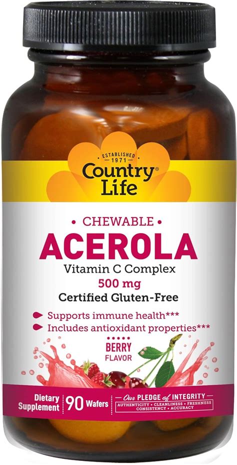 Amazon Country Life Acerola 500mg Chewable Vitamin C Complex