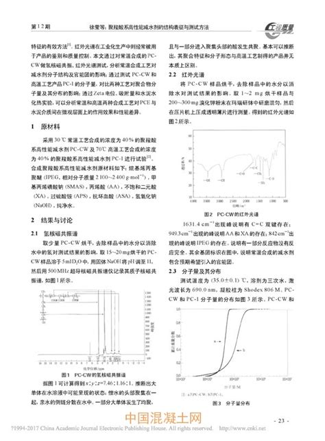 聚羧酸系高性能减水剂的结构表征与测试方法 外加剂技术 技术 混凝土网