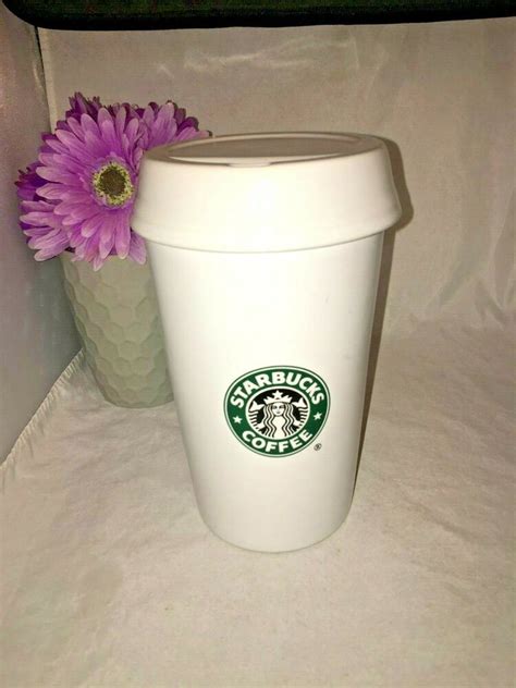 2000 Starbucks Ceramic Coffee Canister 8 1 2 To Go Cup Mermaid Logo