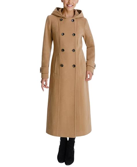 Anne Klein Double Breasted Hooded Coat Macy S