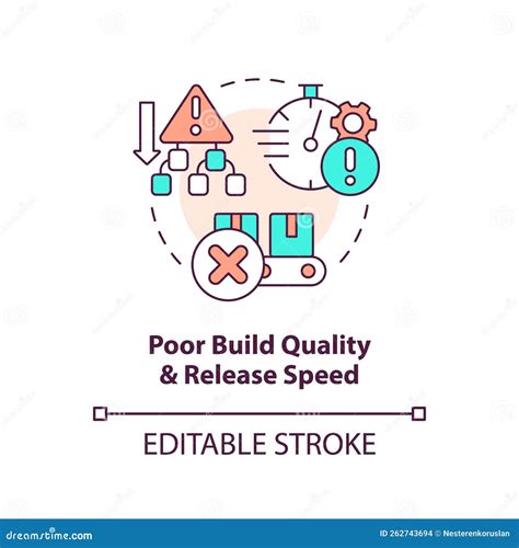 Poor Build Quality and Output Speed Concept Icon Stock Vector