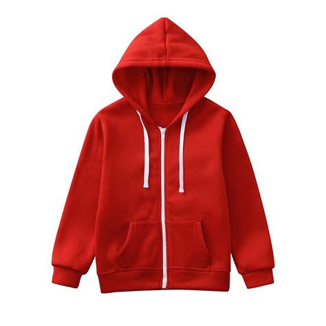 boys zip  hoodie drawstring pocket hooded sweatshirt casual