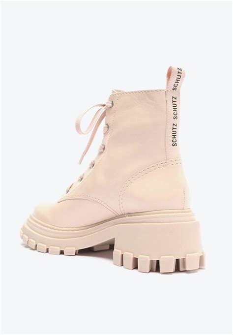 Bota Coturno Rosa Schutz Salto Bloco Tratorada Couro Clara Zz Mall