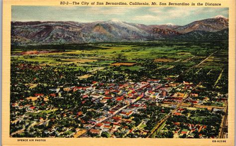 The City Of San Bernardino California Aerial View Linen Unposted