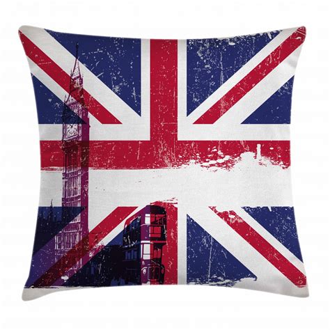 Union Jack Throw Pillow Cushion Cover Grungy Aged Uk Flag Big Ben