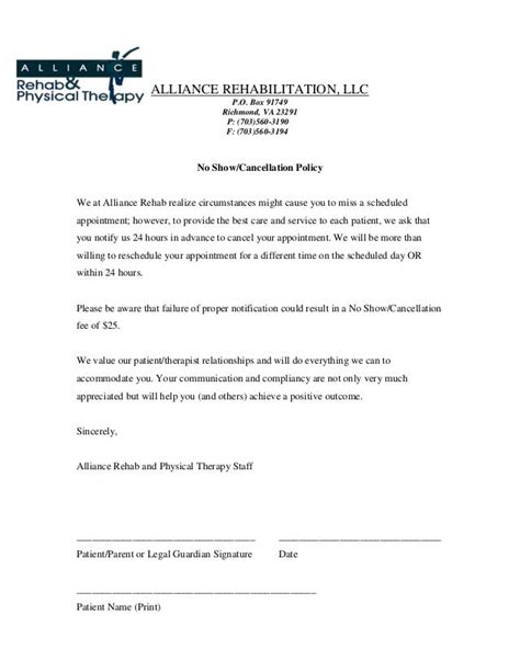 Therapy Cancellation Policy Template