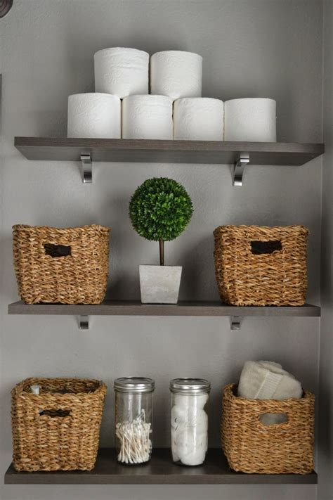 Bathroom Shelf With Wicker Baskets Everything Bathroom