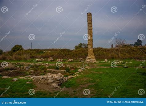 Selcuk Turkey Ruins Of The Temple Of Artemis Against The Background