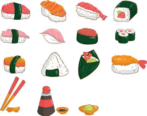 Premium Vector Sushi Illustration Set