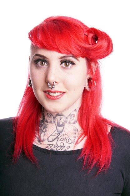 Premium Photo Portrait Of Hipster Woman With Dyed Hair And Piercing