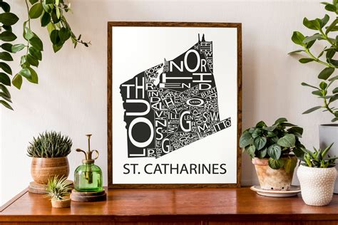 Typographic Map of St. Catharines Ontario City Map Print - Etsy