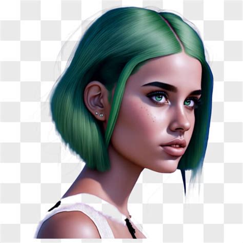 Download Artistic Portrait Of A Woman With Green Hair Png Online