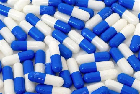 Many Blue And White Pills Capsules Background — Stock Photo