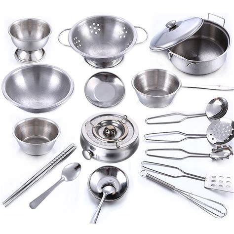 18pcs Cookware Set Stainless Steel Kitchen Cooking Utensils Pots Pans