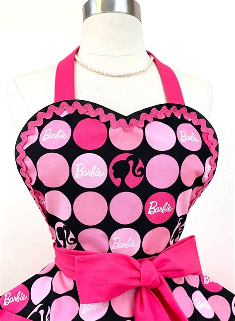 Polka Dot Barbie Apron Retro Apron Hot Pink Black Etsy