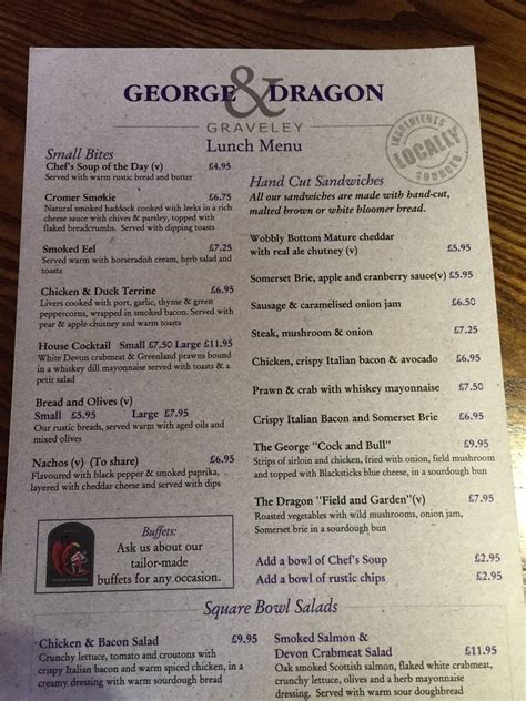 Menu at George & Dragon pub & bar, Stevenage