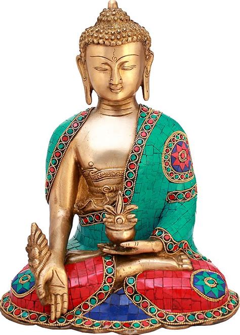 Tibetan Buddhist Deity Healing Buddha Medicine Buddha In Brass