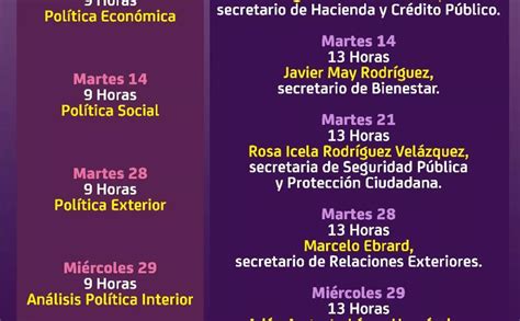 Calendario Para La Glosa Del Tercer Informe De Gobierno Y Comparecencias