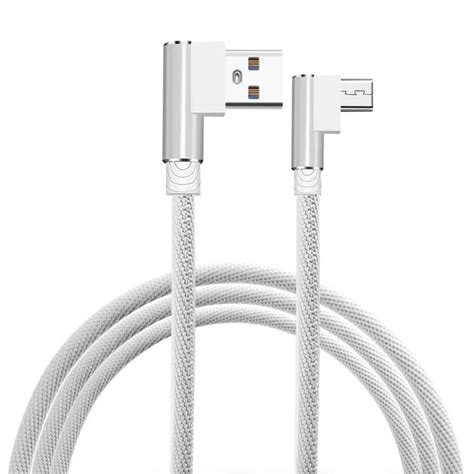 Micro usb кабель c Г-образными разъёмами - 2 метра, белый купить в ...