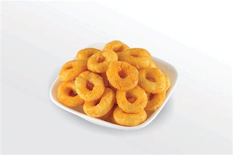 Pile Of Crispy Corn Ring Cream Onion Snack Fryums Cereal Rings