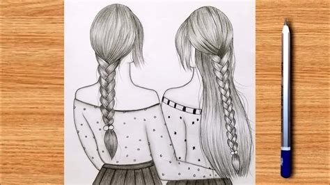 Best Friends Pencil Sketch Tutorialhow To Draw Two Friends Hugging