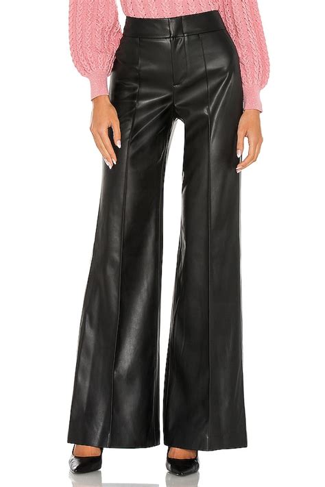 Alice Olivia Dylan Vegan Leather High Waist Wide Leg Pant In Black