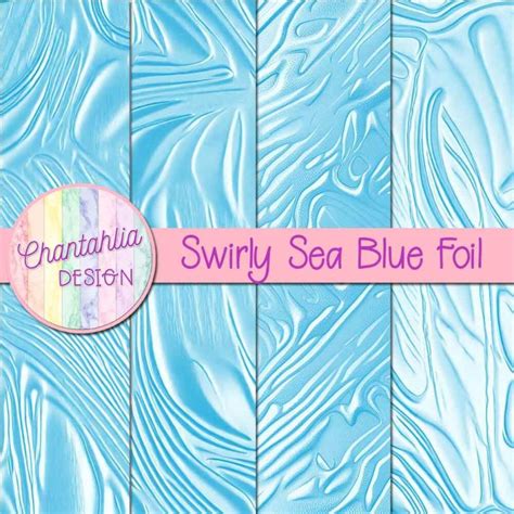 Sea Blue Swirly Foil Digital Papers