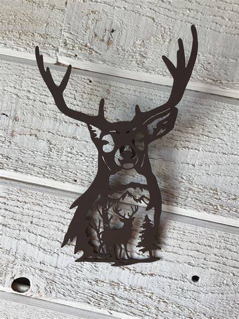 Deer Head Metal Wall Art Etsy