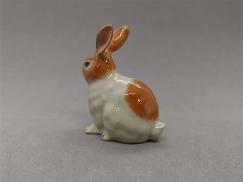 Ceramic Bunny Figurine In Yellowpottery Hand Made Bunnie Etsy