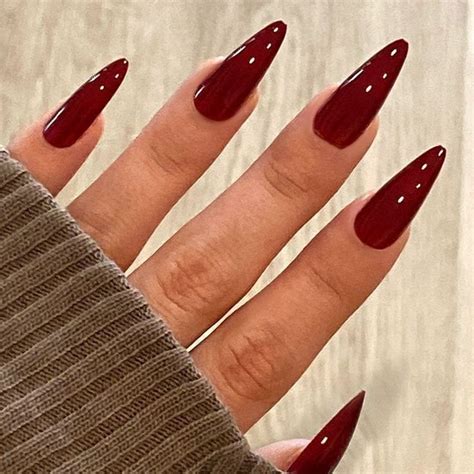 Unhas Stilleto Vermelho Escuro Wine Nails Gel Nails Simple Nails