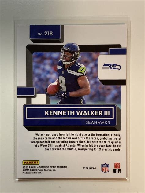 2022 Donruss Optic Kenneth Walker III Purple Shock Prizm Rated Rookie