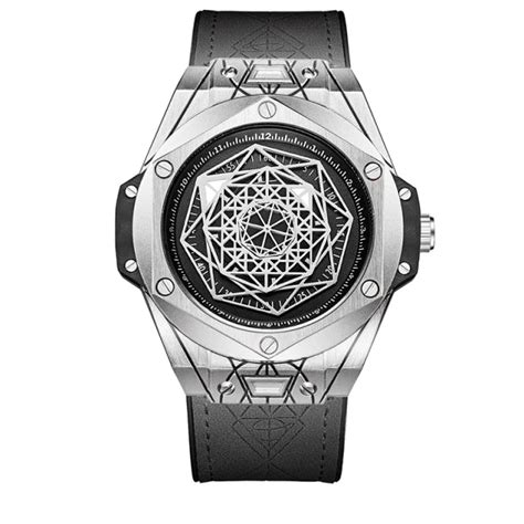 Onola Watch Big Bang Gold Geometric Dial Leather Wrist Band – ONOLA STORE