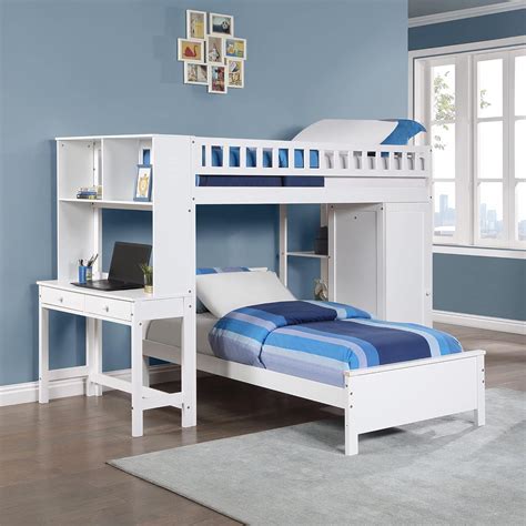 Buy Merax Twin Size Loft Bunk Bed With Convertible Built In Desk