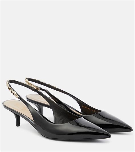 Gucci Signoria Patent Leather Slingback Pumps In Black Gucci Mytheresa