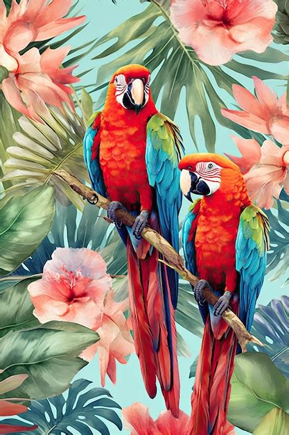 Premium AI Image | A tropical paradise with exotic birds