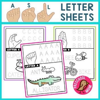 ASL Alphabet Worksheets by Preschool Mom | TPT