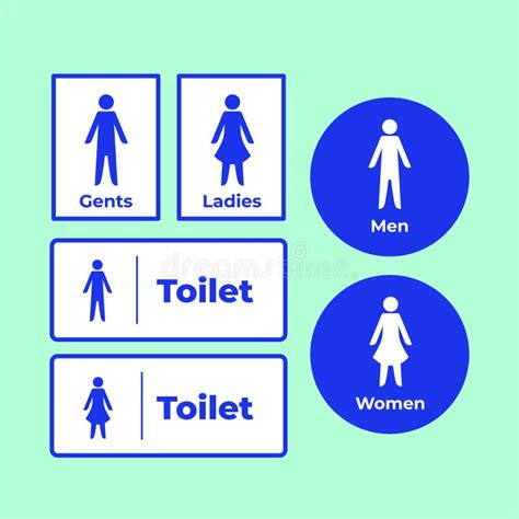 Men And Women Toilet Signage Vector Drawing Set Stock Vector