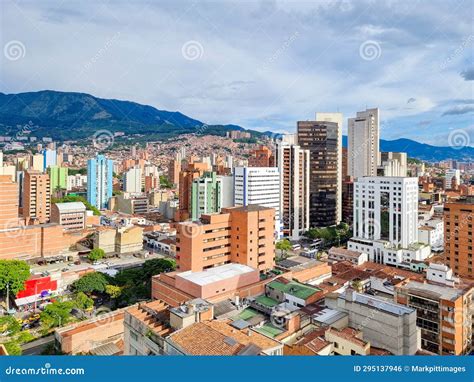 Colombia Medellin Skyscrapers And Historic Buildings In The Center