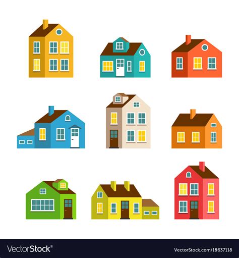 Small and big cartoon houses isolated set Vector Image