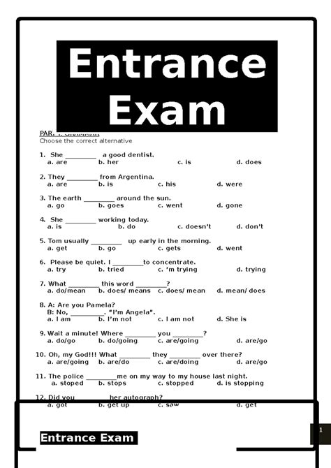 Pga English Entrance Exam 5