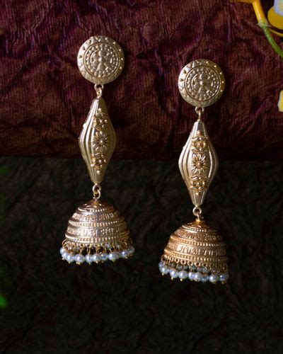 Floral Motif Pearl Beaded Jhumka By Studio B The Secret Label