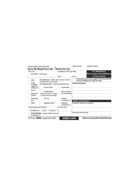 Usps Ps 3849 2009 2021 Fill And Sign Printable Template Online Us