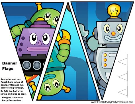 Free Robot Birthday Party Printables Flag Bunting Banners Preescolar Fiesta Decoración De