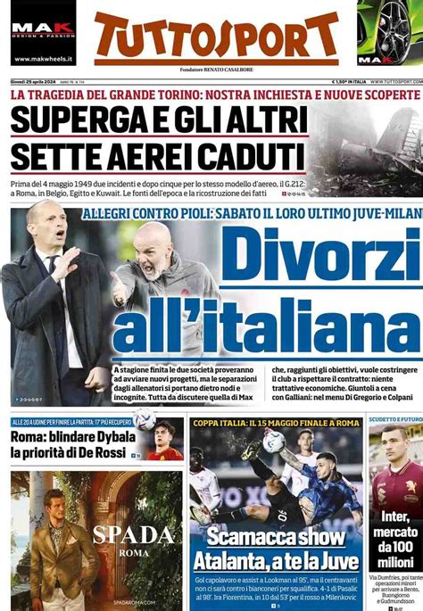 Rassegna Stampa Juve Prime Pagine Quotidiani Sportivi 25 Aprile