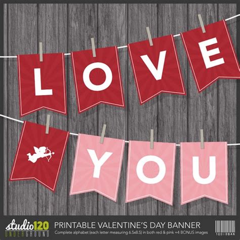 Valentines Day Banner Printable Digital File Instant Download